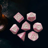 Maxbell 7 Pieces Polyhedral Dices Set Mini Dices Party Game Dices for Bar Home Party Pink