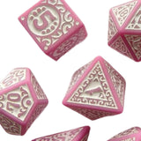 Maxbell 7 Pieces Polyhedral Dices Set Mini Dices Party Game Dices for Bar Home Party Pink