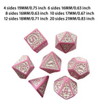 Maxbell 7 Pieces Polyhedral Dices Set Mini Dices Party Game Dices for Bar Home Party Pink