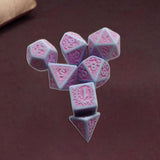 Maxbell 7 Pieces Polyhedral Dices Set Mini Dices Party Game Dices for Bar Home Party Purple