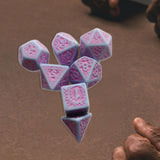 Maxbell 7 Pieces Polyhedral Dices Set Mini Dices Party Game Dices for Bar Home Party Purple