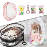 Maxbell Clear Figure Display Bag Portable Mini Doll Storage Bag for Mini Figure Doll peach pink