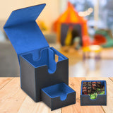 Maxbell Trading Card Deck Box Protection Trading Cards Case Sleeved Card Storage Box Blue Black