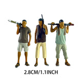 Maxbell 1:64 Diorama Figures Pose Scene Realistic Resin Figures Diorama Layout Gifts 3Pcs