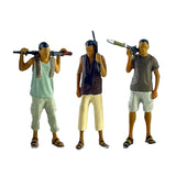 Maxbell 1:64 Diorama Figures Pose Scene Realistic Resin Figures Diorama Layout Gifts 3Pcs