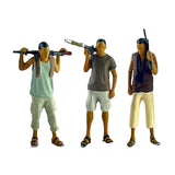Maxbell 1:64 Diorama Figures Pose Scene Realistic Resin Figures Diorama Layout Gifts 3Pcs