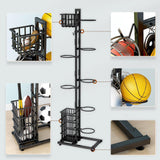 Maxbell Basketball Storage Rack Volleyball Stand Holder Living Room 7 Tier Ball Rack