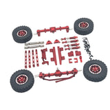 Maxbell 1:12 Front and Rear Axle Assembly Metal Drive Shaft for LC79 DIY Accessories red