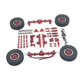 Maxbell 1:12 Front and Rear Axle Assembly Metal Drive Shaft for LC79 DIY Accessories red