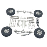 Maxbell 1:12 Front and Rear Axle Assembly Metal Drive Shaft for LC79 DIY Accessories argent