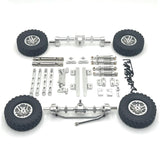 Maxbell 1:12 Front and Rear Axle Assembly Metal Drive Shaft for LC79 DIY Accessories argent