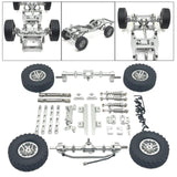 Maxbell 1:12 Front and Rear Axle Assembly Metal Drive Shaft for LC79 DIY Accessories argent