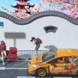 Maxbell 1/64 Car Scene Model Gift Park Backdrop Scene for Car Model Figures Ornament