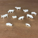 Maxbell 10x 1/87 Scale Cow Model Dioramas Architectural Resin Mini Cows Fairy Garden