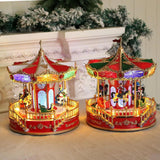 Maxbell Christmas Carousel Music Box Decorative for Kids Daughter Holiday Decoration Red