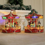 Maxbell Christmas Carousel Music Box Decorative for Kids Daughter Holiday Decoration Red