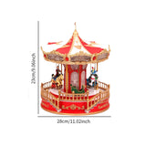 Maxbell Christmas Carousel Music Box Decorative for Kids Daughter Holiday Decoration Red