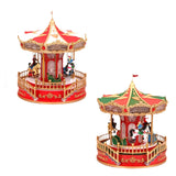 Maxbell Christmas Carousel Music Box Decorative for Kids Daughter Holiday Decoration Red