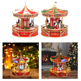 Maxbell Christmas Carousel Music Box Decorative for Kids Daughter Holiday Decoration Red