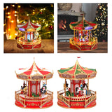 Maxbell Christmas Carousel Music Box Decorative for Kids Daughter Holiday Decoration Red