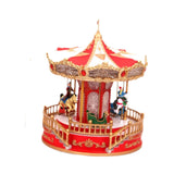 Maxbell Christmas Carousel Music Box Decorative for Kids Daughter Holiday Decoration Red