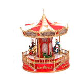 Maxbell Christmas Carousel Music Box Decorative for Kids Daughter Holiday Decoration Red