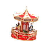 Maxbell Christmas Carousel Music Box Decorative for Kids Daughter Holiday Decoration Red