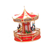 Maxbell Christmas Carousel Music Box Decorative for Kids Daughter Holiday Decoration Red