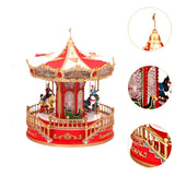 Maxbell Christmas Carousel Music Box Decorative for Kids Daughter Holiday Decoration Red