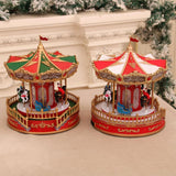 Maxbell Christmas Carousel Music Box Decorative for Kids Daughter Holiday Decoration Red