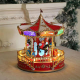 Maxbell Christmas Carousel Music Box Decorative for Kids Daughter Holiday Decoration Red