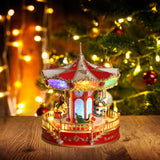 Maxbell Christmas Carousel Music Box Decorative for Kids Daughter Holiday Decoration Red