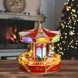 Maxbell Christmas Carousel Music Box Decorative for Kids Daughter Holiday Decoration Red