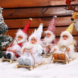 Maxbell Santa Claus Skiing Figure Indoor Desk Santa Claus sleigh Figurine Decoration Red