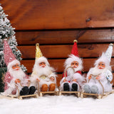 Maxbell Santa Claus Skiing Figure Indoor Desk Santa Claus sleigh Figurine Decoration Red