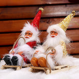 Maxbell Santa Claus Skiing Figure Indoor Desk Santa Claus sleigh Figurine Decoration Red