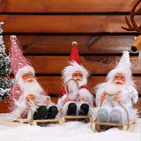 Maxbell Santa Claus Skiing Figure Indoor Desk Santa Claus sleigh Figurine Decoration Red