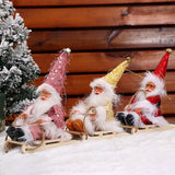 Maxbell Santa Claus Skiing Figure Indoor Desk Santa Claus sleigh Figurine Decoration Red