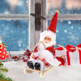 Maxbell Santa Claus Skiing Figure Indoor Desk Santa Claus sleigh Figurine Decoration Red