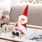 Maxbell Santa Claus Skiing Figure Indoor Desk Santa Claus sleigh Figurine Decoration Red