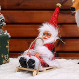 Maxbell Santa Claus Skiing Figure Indoor Desk Santa Claus sleigh Figurine Decoration Red