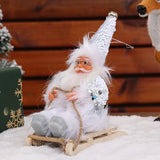Maxbell Santa Claus Skiing Figure Indoor Desk Santa Claus sleigh Figurine Decoration White