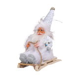 Maxbell Santa Claus Skiing Figure Indoor Desk Santa Claus sleigh Figurine Decoration White