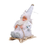 Maxbell Santa Claus Skiing Figure Indoor Desk Santa Claus sleigh Figurine Decoration White