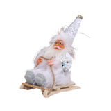 Maxbell Santa Claus Skiing Figure Indoor Desk Santa Claus sleigh Figurine Decoration White