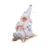 Maxbell Santa Claus Skiing Figure Indoor Desk Santa Claus sleigh Figurine Decoration White