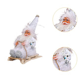 Maxbell Santa Claus Skiing Figure Indoor Desk Santa Claus sleigh Figurine Decoration White