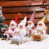 Maxbell Santa Claus Skiing Figure Indoor Desk Santa Claus sleigh Figurine Decoration White