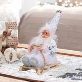 Maxbell Santa Claus Skiing Figure Indoor Desk Santa Claus sleigh Figurine Decoration White