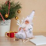 Maxbell Santa Claus Skiing Figure Indoor Desk Santa Claus sleigh Figurine Decoration White